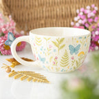 Floral Print Ceramic Mug with Butterfly