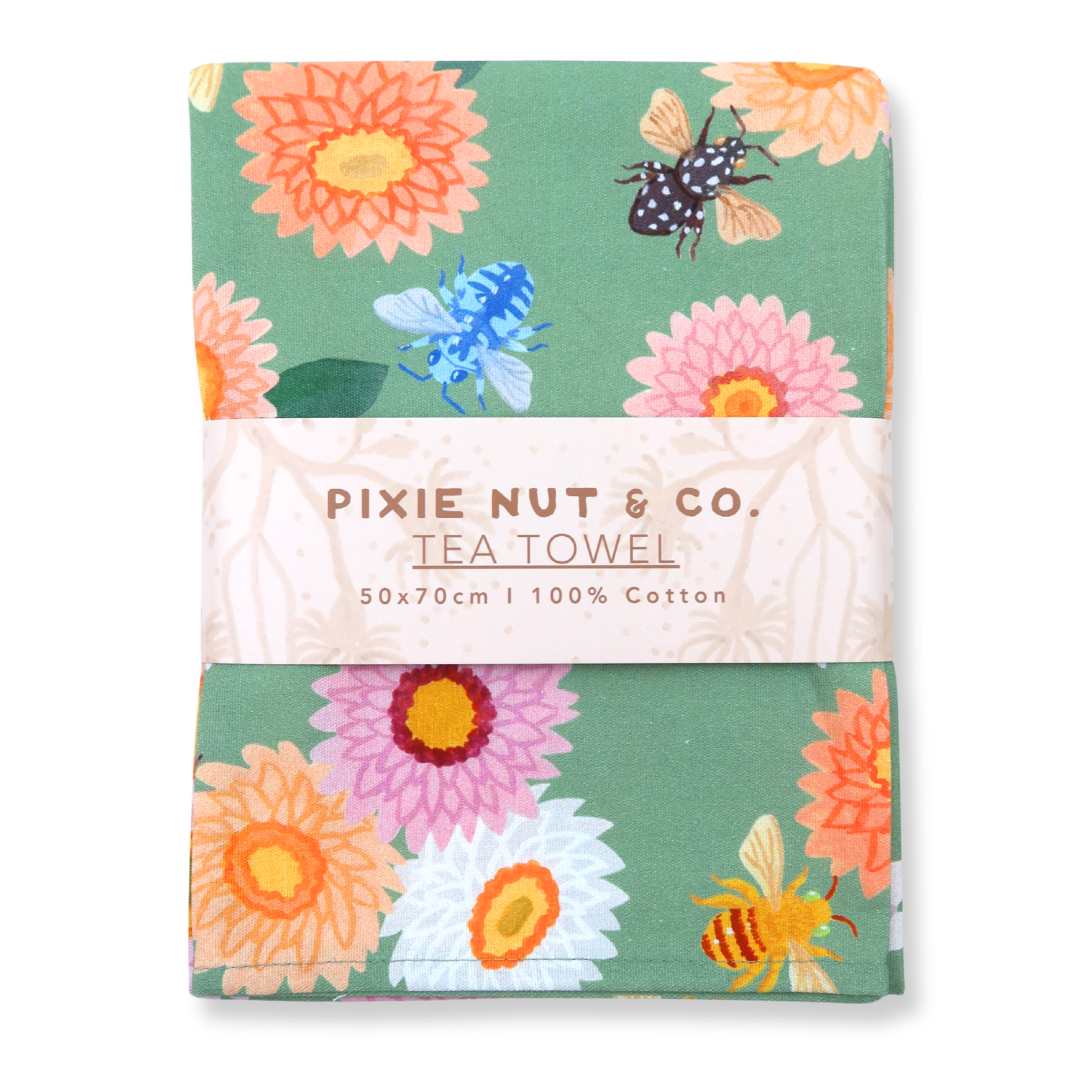Australian Tea Towel - Strawflower & Native Bees