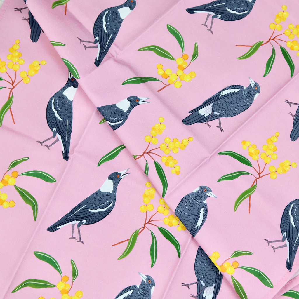 Australian Tea Towel - Magpie Wattle