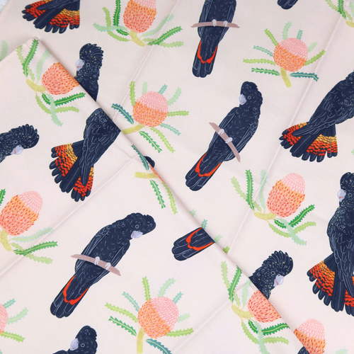 Australian Tea Towel - Black Cockatoo Banksia