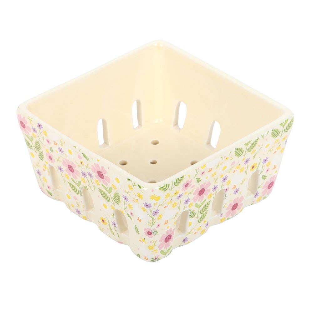 Large Daisy & Duck Print Ceramic Berry Basket