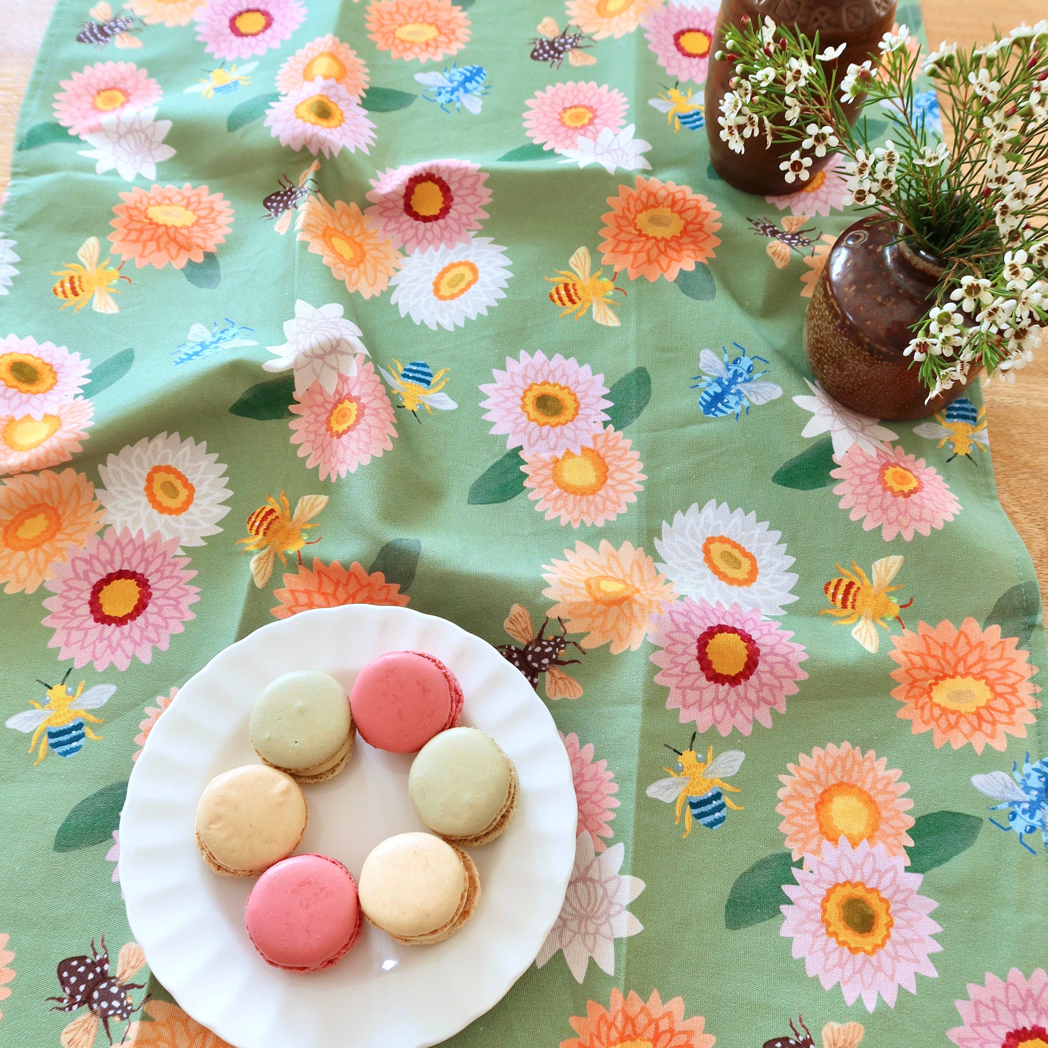 Australian Tea Towel - Strawflower & Native Bees