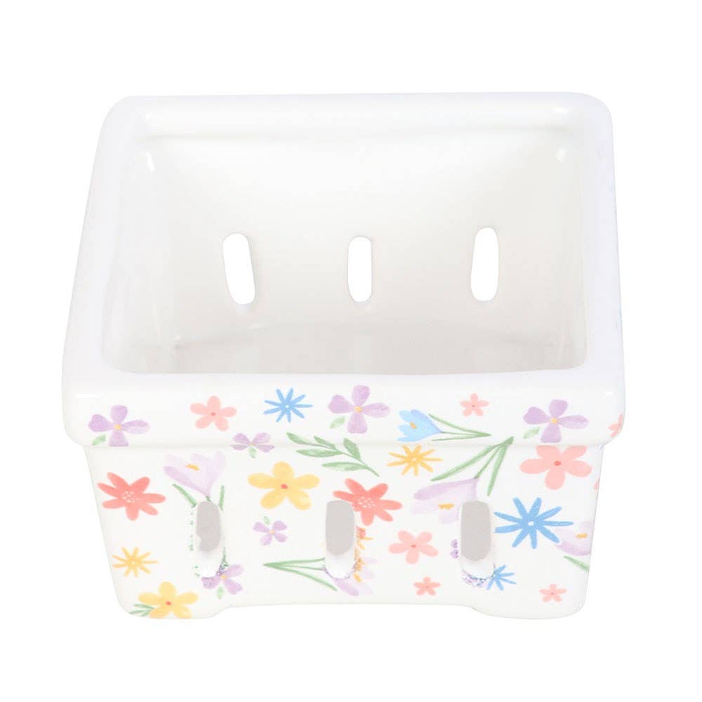 Small Spring Floral Print Ceramic Berry Basket